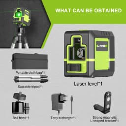 Lfine Laser Level 2 Lines Cross Green Level Laser Horizontal Vertical Nivel Laser Automatic 360° Self-Leveling Laser Level Tools