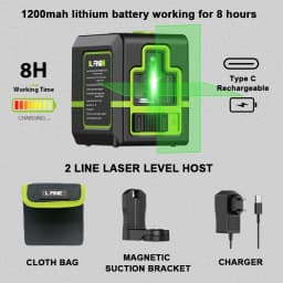 Lfine Laser Level 2 Lines Cross Green Level Laser Horizontal Vertical Nivel Laser Automatic 360° Self-Leveling Laser Level Tools