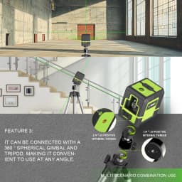 Lfine Laser Level 2 Lines Cross Green Level Laser Horizontal Vertical Nivel Laser Automatic 360° Self-Leveling Laser Level Tools