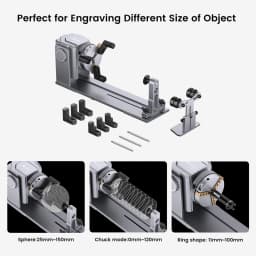 AlgoLaser Laser Engraver Accessories 3-in-1 Kit for Diode Engraving Machines Jaw Chuck for Glass, Cylindrical Objects, Ring, Cup