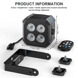 GWONG 4PCS 80W RGBW 4 IN 1 LED Par Lights DJ Light DMX Remote Control Stage Light Sound Activated Effect Light for Party Disco