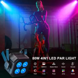 GWONG 4PCS 80W RGBW 4 IN 1 LED Par Lights DJ Light DMX Remote Control Stage Light Sound Activated Effect Light for Party Disco