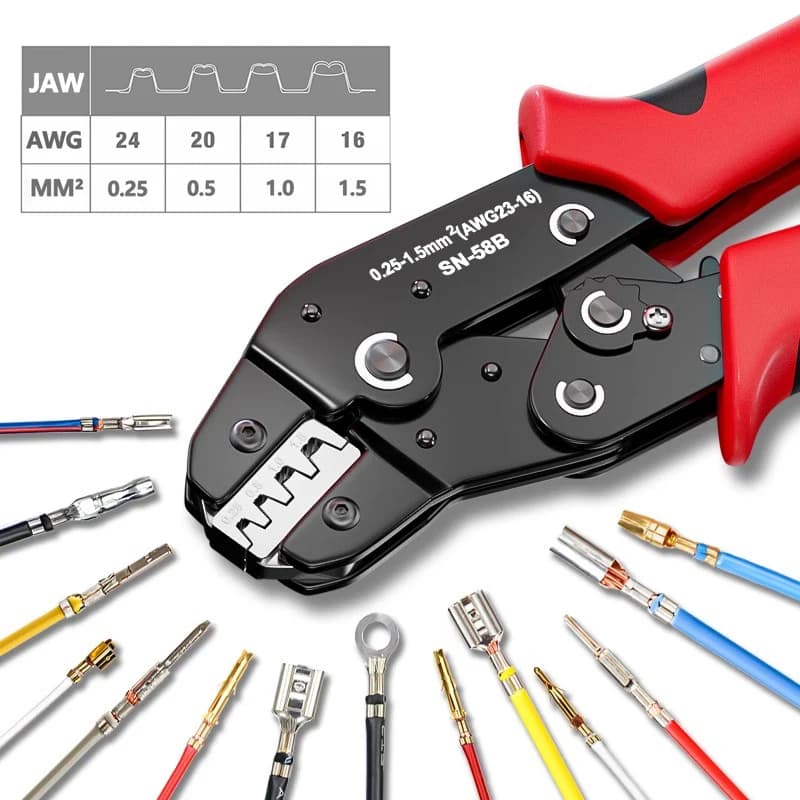 Ratcheting Crimping Tool Set For Dupont JST MOLEX Open Barrel,Dupont Molex JST TE Terminals & EPC PCIE SATA Pins SN-58B