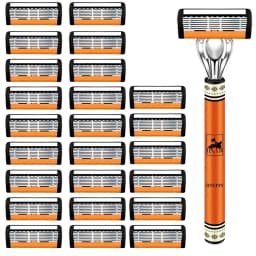 6-Layers Safety Razor Set High Quality Men Razor Sharp Stainless Steel Shaving Changeable Shaver Head Blade ﻿