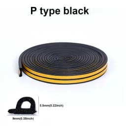 5m/10m Door Seal Strip Diep Self-adhesive Draft Stopper Tape Window Weather Stripping Insulation Noise Rubber Sealing Strip