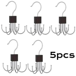 1/5pcs 360° Rotating Storage Hanger Hook Multi-Claw Bag Metal Belts Rack Wooden Organizer For Bras Ties Household Closet Acces