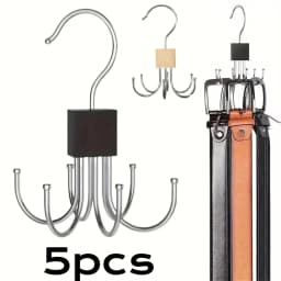 1/5pcs 360° Rotating Storage Hanger Hook Multi-Claw Bag Metal Belts Rack Wooden Organizer For Bras Ties Household Closet Acces