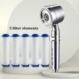 New High Pressure Water Saving Filter Shower Head 5 Modes Handheld Shower Head One Button Stop Bathroom Accessories Set