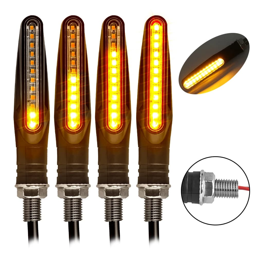 Moto Led Flowing Water Blinker Bendable Flashing Signals Lamp Universal Motorcycle Turn Signal Light Built Relay 12V Flasher