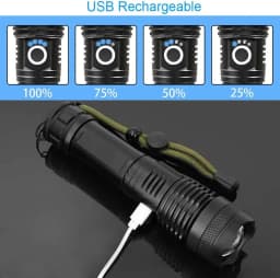Rechargeable Flashlights High Power LED Tactical Flashlight Super Bright Handheld Hunting Torch Light for Emergency Hiking