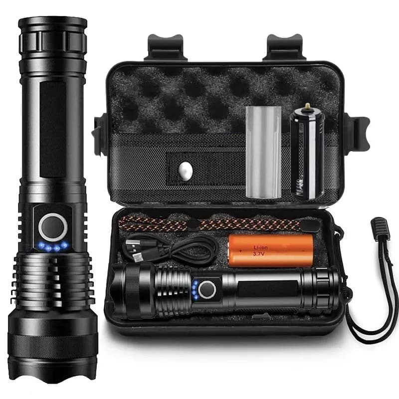 Rechargeable Flashlights High Power LED Tactical Flashlight Super Bright Handheld Hunting Torch Light for Emergency Hiking