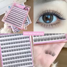 Gege Bear No-Glue False Eyelashes - Easy 3-Step Application, Natural Look, Perfect for Beginners with Sunflower Desig