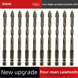 High-Four-Edged Serrated Eccentric Drill for Dry Drilling of Ceramic Tiles, Glass, Marble, Concrete, Stainless Steel Drill Bits