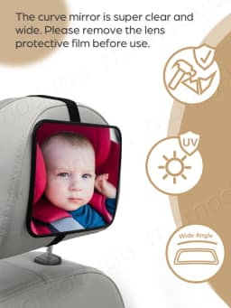 1 Pc Crash Tested And Certified Shatterproof Baby Car Mirror For Rear Facing Infant With Wide Larger Crystal Clear View