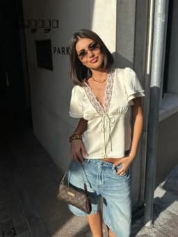 Ahagaga Causal Women Tops Solid Lace -Neck Short Sleeves Satin Slim Button Regular Eelgant Streetwear Tees Female Basic T Shirts