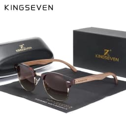 KINGSEVEN Brand Walnut Sunglasses Men Women Polarized UV400 Lens Wood Round Frame Glasses Vintage Retro Luxury Eyewear Patchwork