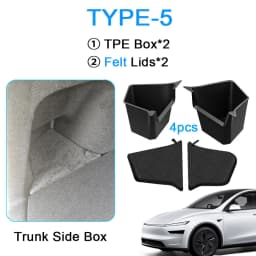 For Tesla Model Y Juniper Trunk Organizer Side Storage Box Boot Organizer Flocked TPE Mat Anti-dirty 2025 Car Travel Accessories