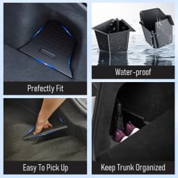 For Tesla Model Y Juniper Trunk Organizer Side Storage Box Boot Organizer Flocked TPE Mat Anti-dirty 2025 Car Travel Accessories