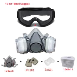 6200 Dust Mask Half Face With 503 5N11 Particle Filters Goggles Set For Industrial Labor Dust Paint Spray Decoration Grinding ﻿