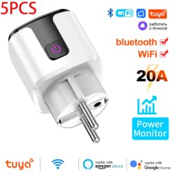 WiFi 20A Socket With Power Monitoring Work With Tuya Smart EU Plug Timer Child Lock Outlet Google Home Alice SmartThings Alexa