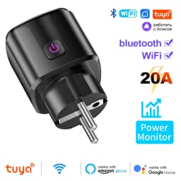 WiFi 20A Socket With Power Monitoring Work With Tuya Smart EU Plug Timer Child Lock Outlet Google Home Alice SmartThings Alexa