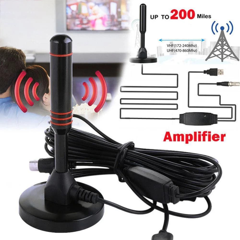 HD Digital TV Antenna Indoor Amplified DAB Antenna 200 Miles Ultra HDTV With Amplifier VHF/UHF Quick Response Outdoor Aerial Set