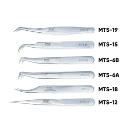 VETUS Original New MTS Series Silver Tweezers for Eyelash Extensions Stainless Steel Hyper Fine Tip Anti Static ESD Tweezers