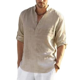 New Men's Casual Blouse Cotton Linen Shirt Loose Tops Long Sleeve Tee Shirt Spring Autumn Casual Handsome Men's Shirts