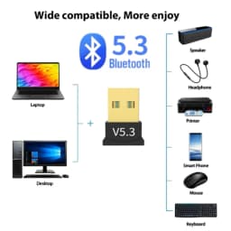 USB Bluetooth 5.3 Adapter for PC Laptop Computer Wireless Dongle Bluetooth Adapter Support Mouse Keyboard Windows 7/8.1/10/11