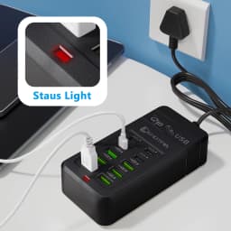 EU UK US Plug Multiple Rapide USB Charger Power Adapter 1.2m Extension Cord 6 USB-A 4 USB-C Portable For Mobile Phone USB Socket