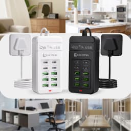 EU UK US Plug Multiple Rapide USB Charger Power Adapter 1.2m Extension Cord 6 USB-A 4 USB-C Portable For Mobile Phone USB Socket