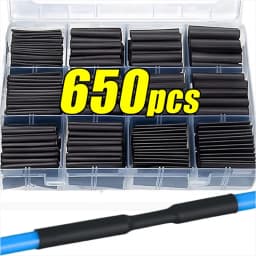 Black Heat Shrink Tube Kit Thermoresistant Tubing Shrink Wire Wrapping Electrical Connection Cable Insulation Sleeves Protecter