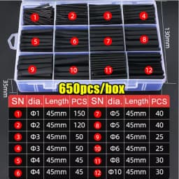 Black Heat Shrink Tube Kit Thermoresistant Tubing Shrink Wire Wrapping Electrical Connection Cable Insulation Sleeves Protecter