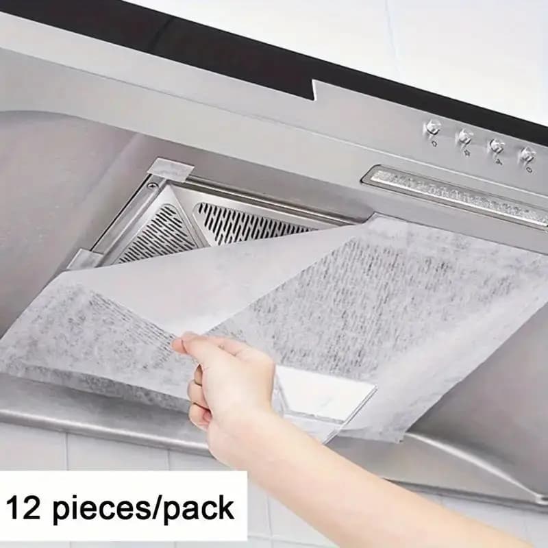 12-Pack Heavy-Duty Range Hood Filters - Oil-Absorbing Mesh Covers for Kitchen Ventilation, Easy Install