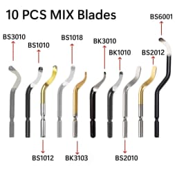 Deburring Tool Set with 11pcs High Speed Steel Swivel Blades Burr Removal Tool for Metal Resin PVC Pipes Copper Plastic Aluminum