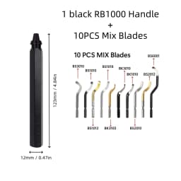 Deburring Tool Set with 11pcs High Speed Steel Swivel Blades Burr Removal Tool for Metal Resin PVC Pipes Copper Plastic Aluminum