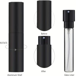 10ml Travel Perfume Sprayer, Refillable Cologne Container, Empty Dispenser Spray Bottle for Mini Sprayer Size (Black)