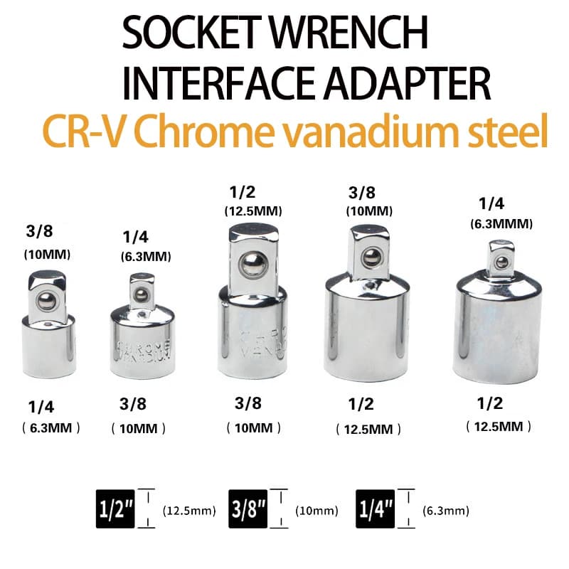 1/4" 3/8" 1/2" Ratchet Wrench Adapter Chrome Vanadium Sleeve Drive Socket Converter Wrench Transform Joint