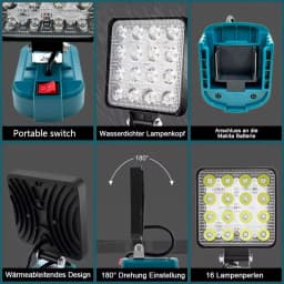 4 inch Cordless LED Work Light For Makita 14.4V-18V Li-ion Battery Lantern Outdoor Flashlight Camping Lamp Emergency Lighting