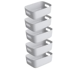 5pcs Stackable Storage Box Set,Rectangular Plastic Organizer Containers,Durable, Reusable,for Kitchen,Bathroom,Dorm Essentials