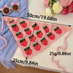 Elegant Knitted Triangle Scarf Headband for Women Fashion Girl Strawberry Versatile Pattern Hair Band Hair Accessory