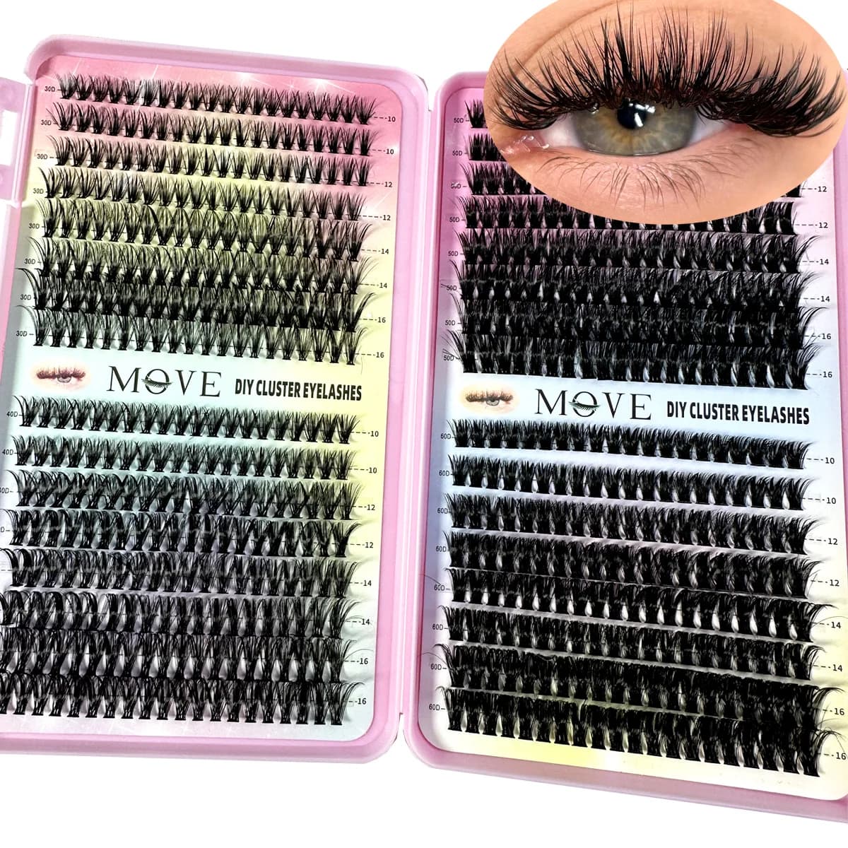 New 640 Cluster Lashes Kit 5D Fluffy Thick Eyelash Extension Kit Volume Mixed Tray Faux Mink Lashes Lash Extension Makeup