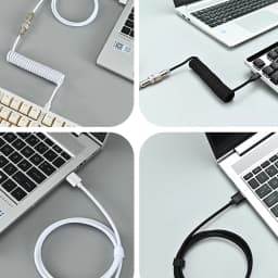 Coiled Keyboard Cable Type C To USB-A Mechanical Keyboard Cable Detachable Metal Aviator Double Sleeved Wire For Gaming Keyboard