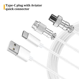 Coiled Keyboard Cable Type C To USB-A Mechanical Keyboard Cable Detachable Metal Aviator Double Sleeved Wire For Gaming Keyboard