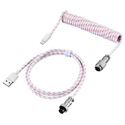 Coiled Keyboard Cable Type C To USB-A Mechanical Keyboard Cable Detachable Metal Aviator Double Sleeved Wire For Gaming Keyboard