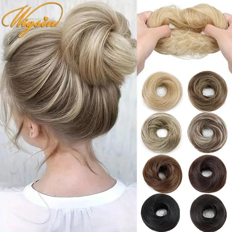 WIGSIN Synthetic Messy Dount Hair Buns Updo Chignon With Elastic Hair Exension for Women Daily Lazy Hair Accessories