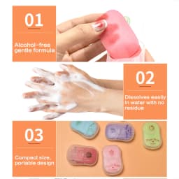 Portable Hand Soap Sheets for Travel | Dissolving Cleanser Wipes | Alcohol-Free | On-the-Go 50 Sheets/Box