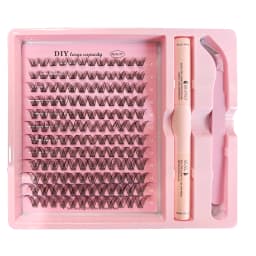 DIY Clusters Lash Kit Full Set 8-16mm Mix Bond&Seal Tweezers Lash for Self Application Makeup Individual Eyelash Extensions