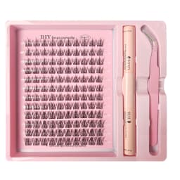 DIY Clusters Lash Kit Full Set 8-16mm Mix Bond&Seal Tweezers Lash for Self Application Makeup Individual Eyelash Extensions