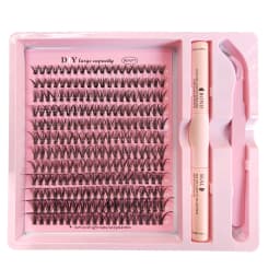 DIY Clusters Lash Kit Full Set 8-16mm Mix Bond&Seal Tweezers Lash for Self Application Makeup Individual Eyelash Extensions